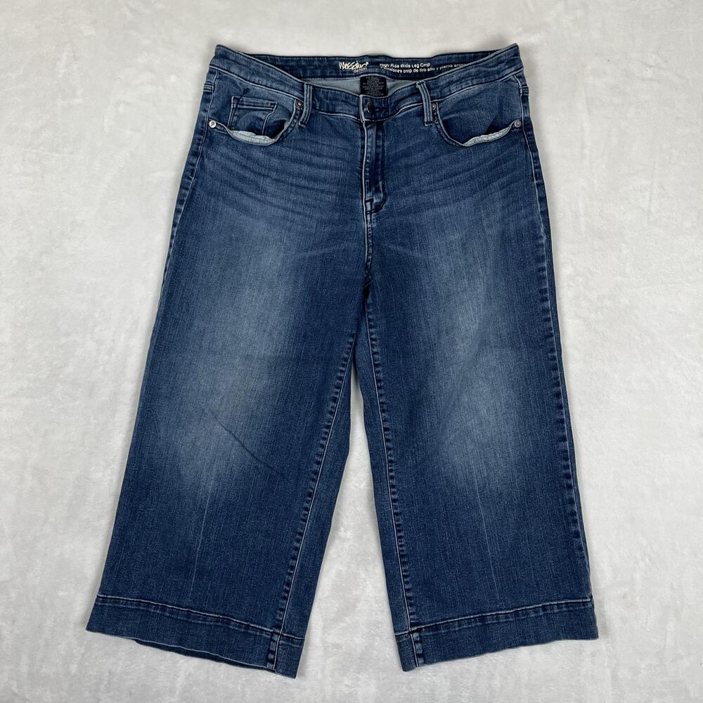 Vintage Mossimo High Rise Wide Leg Crop Jeans Womens 12 /31R Blue Denim Y2K